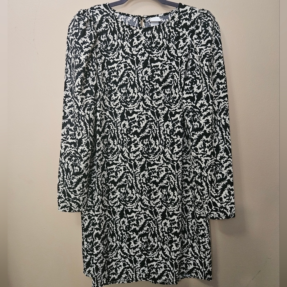 H&M Puff Longsleeve Mini Dress Abstract Print Women's Size S